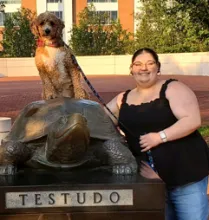 Lindsey Markowitz and dog on Testudo status
