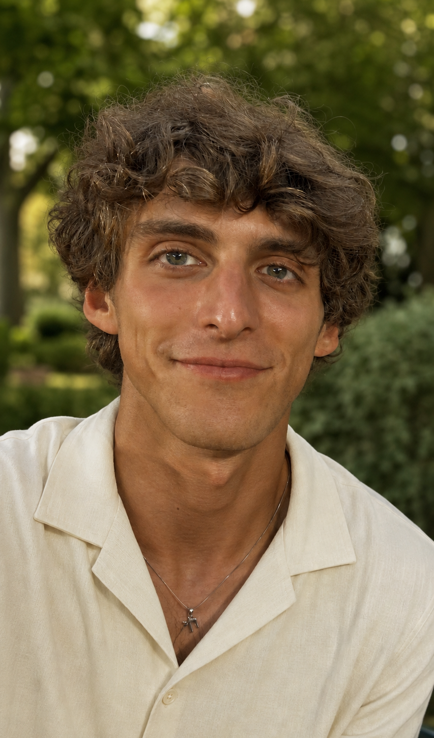 Jacob Goldman in a white shirt smiling at the camera.